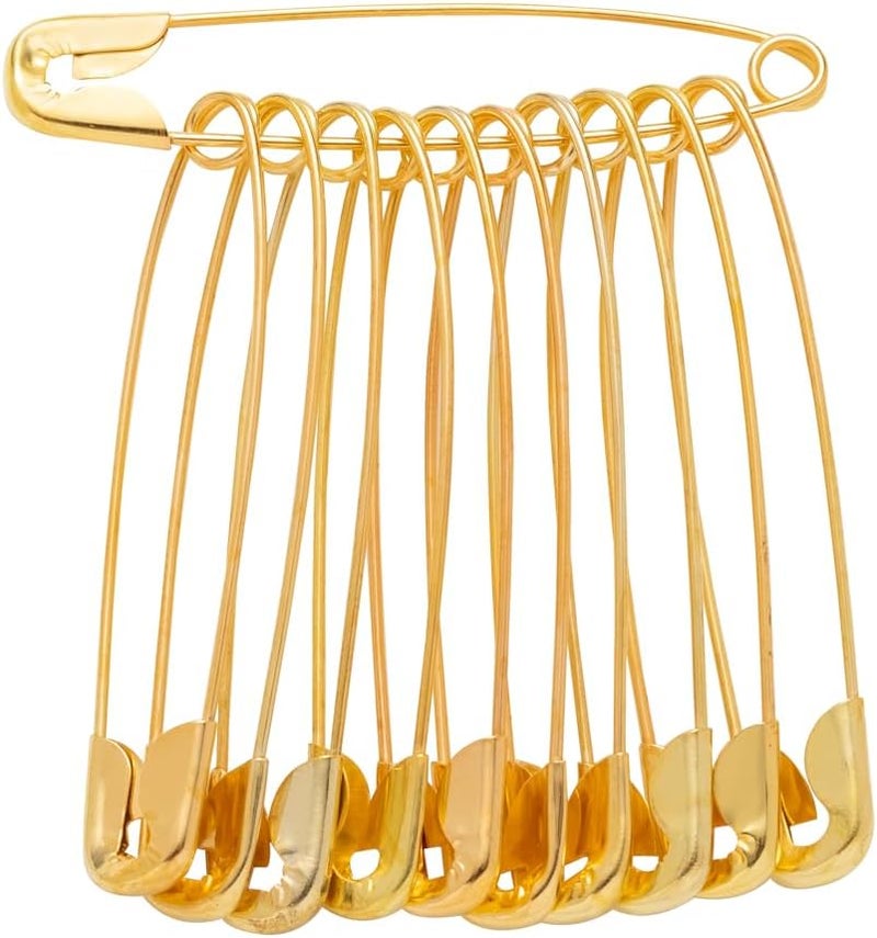WQKING 80 PCS Large Safety Pins, Gold Safety Pins Bulk for Sewing and Clothes(56mm) - Image 1